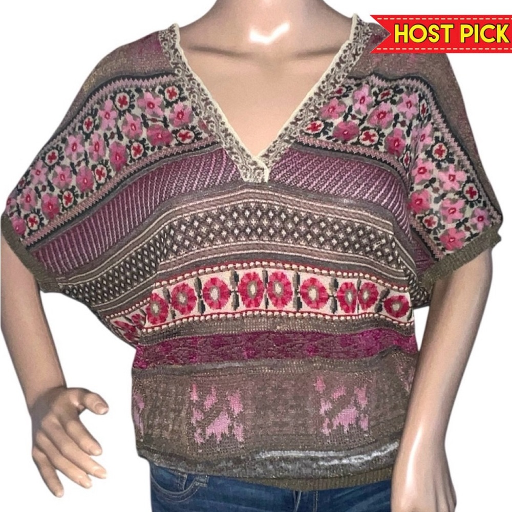 CHACOK | WOOL BLEND FLORAL PATCHWORK TOP
